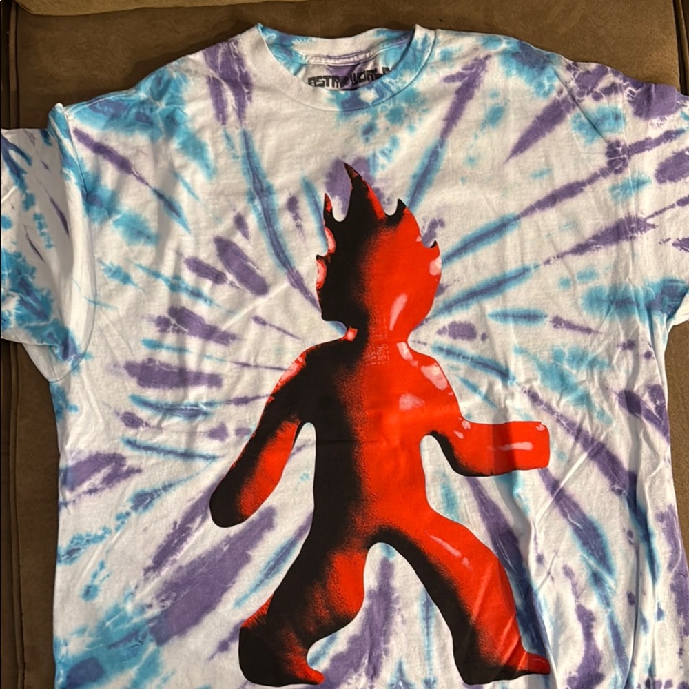 New Travis Scott Astroworld Tie-Dye Shirt with Red Graphic Size L